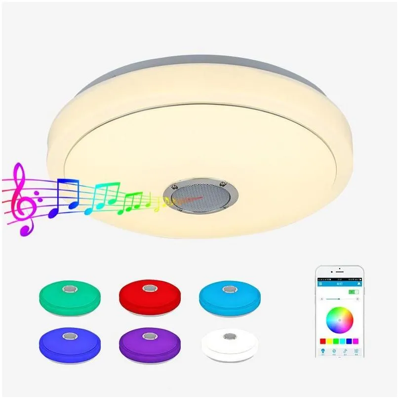 Ceiling Lights Bluetooth Ceiling Light Led Music Lamp Rgb Colorf High Edge White O Lighting 1 Pc Drop Delivery Lights Lighting Indoor Dhrgy