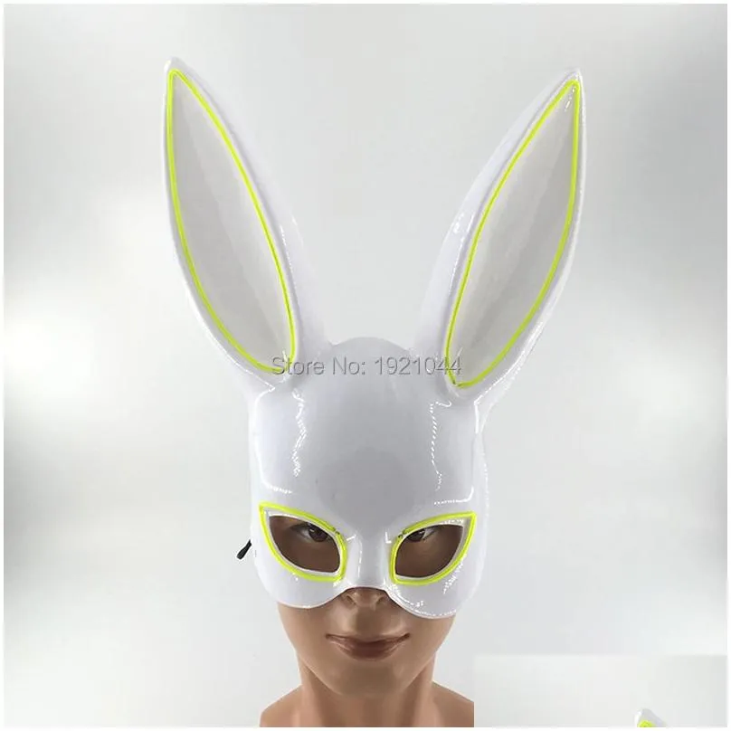 Party Masks Cosplay Mask Led Light Up Bunny Women Halloween Y Rabbit Dj Bar Night Club Costume Carnival Drop Delivery Dhiv8