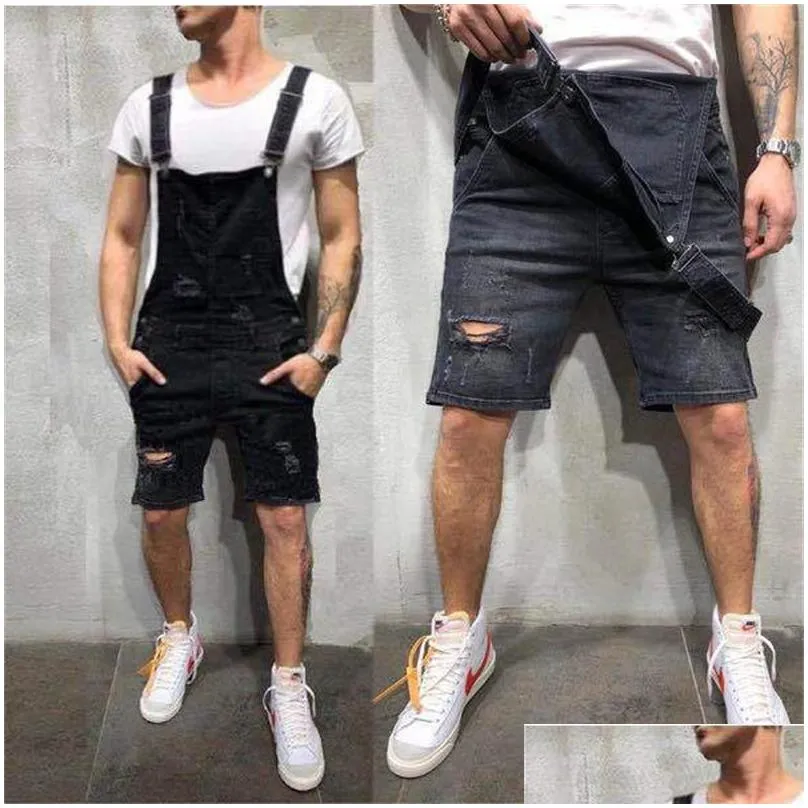 Men`S Jeans Ripped Denim Pants Men Jean Jumpsuit Overalls Suspenders Bib Dungarees Streetwear Est Europe America Drop Delivery Appare Dhhkr