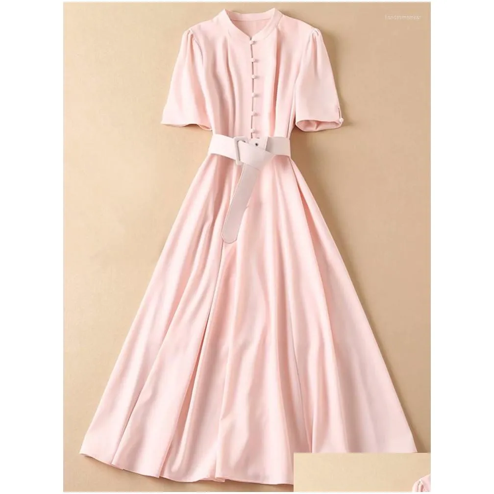 Urban Sexy Dresses Princess Kate Designer Fashion Women Summer Midi Dress Elegant Gentlewoman Party Casual Office Pink Drop Delivery Dhbdx