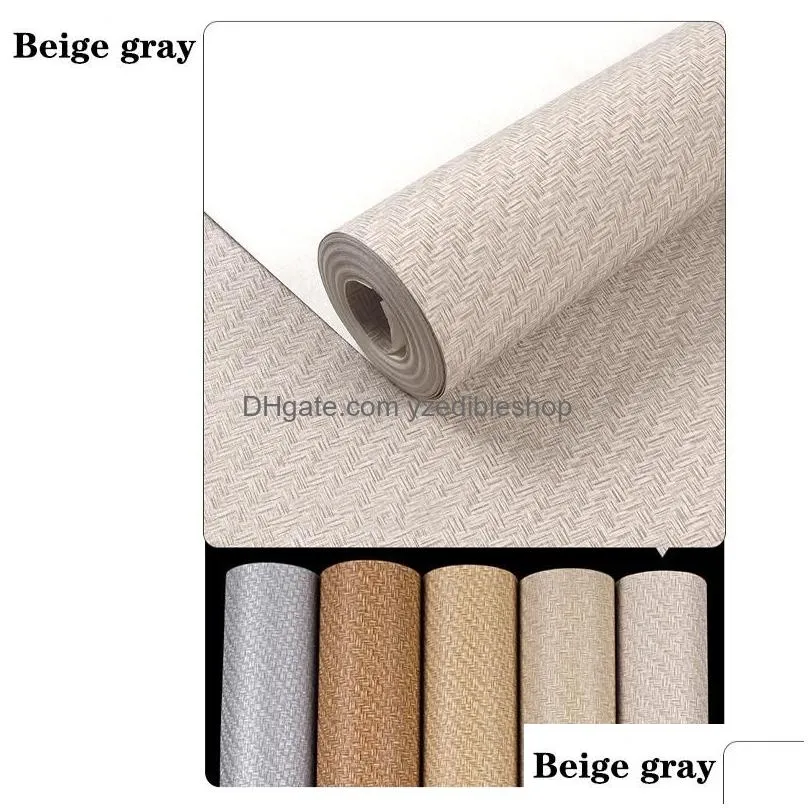 wallpapers modern solid color straw linen wallpaper pvc brown grey wall paper roll living room bedroom tv background home decor