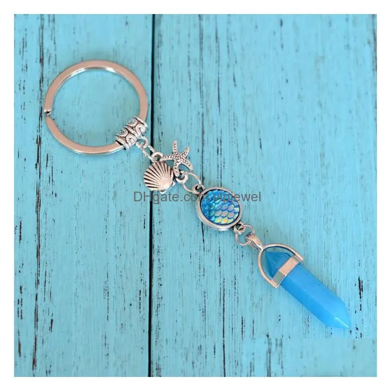 DHgate.com:Ocean Life Keychains for Women, Natural Stone Keyrings with ...