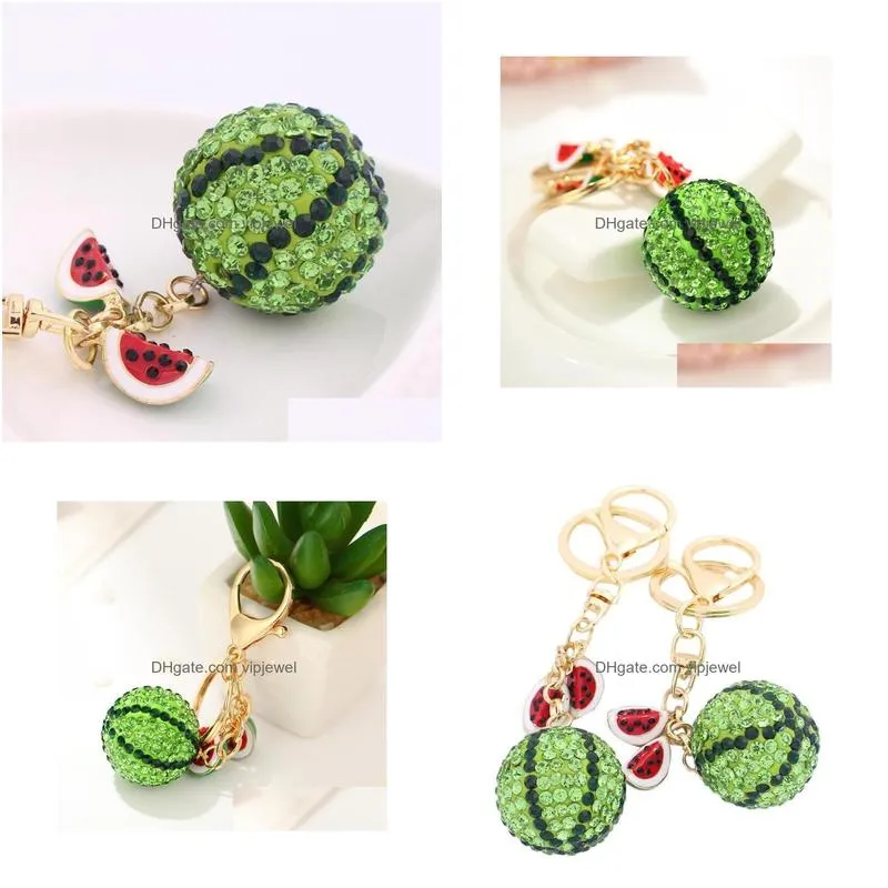 alloy keychain for women handbag crystal rhinestone watermelon lovely rhinestone key ring car key holder charm jewelry