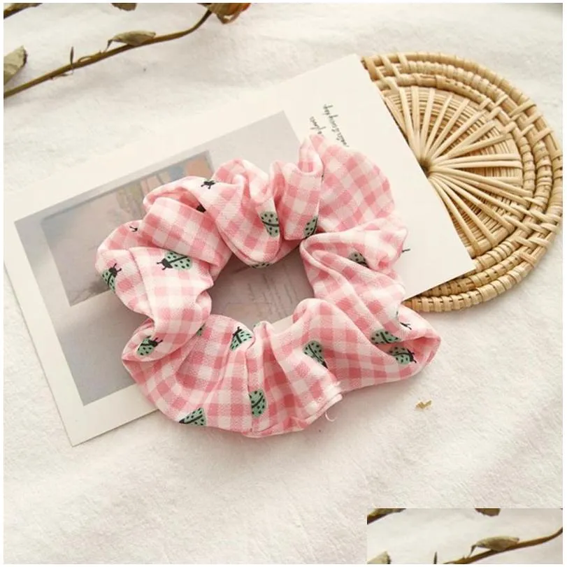 Hair Accessories Pink Color Hairbands Dot Striped Girls Hair Tie Ropes Elastic Scrunchies Headband Ponytail Holder Women Accessories 9 Dhjye