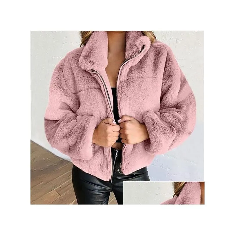 Women`S Hoodies & Sweatshirts Hoodie Women Neon P Zipper Fleece Teddy Sweatshirts Ladies Coat Winter Warm Wool Zip-Up Cotton Outwear Dh7Jl