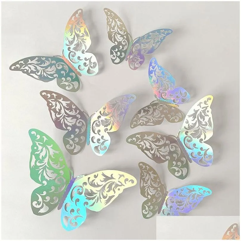 Wall Stickers 3D Effect Crystal Butterflies Wall Sticker Beautif Butterfly For Kids Room Decal Home Decoration Drop Delivery Home Gard Dhyvn