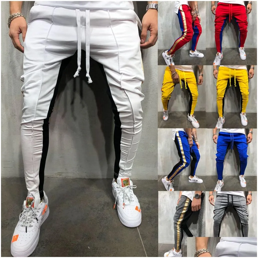 Men`S Pants Autumn Men Slim Fit Long Sweat Pants Trousers Tracksuit Bot Stiped Skinny Joggers M - 2Xl Drop Delivery Apparel Men`S Clo Dhbkg