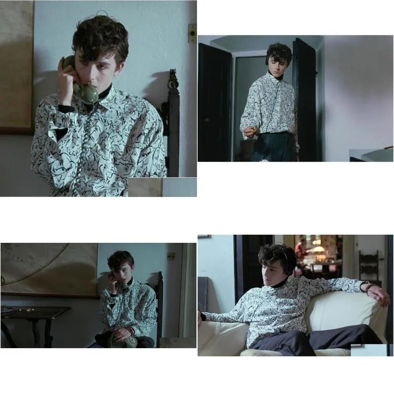 Men`S Casual Shirts Elio Perlman Shirts Movie Call Me By Your Name Blouse Cmbyn Timothee Chalamet Same Long Sleeve Shirt Costumes Cos Dhgfv