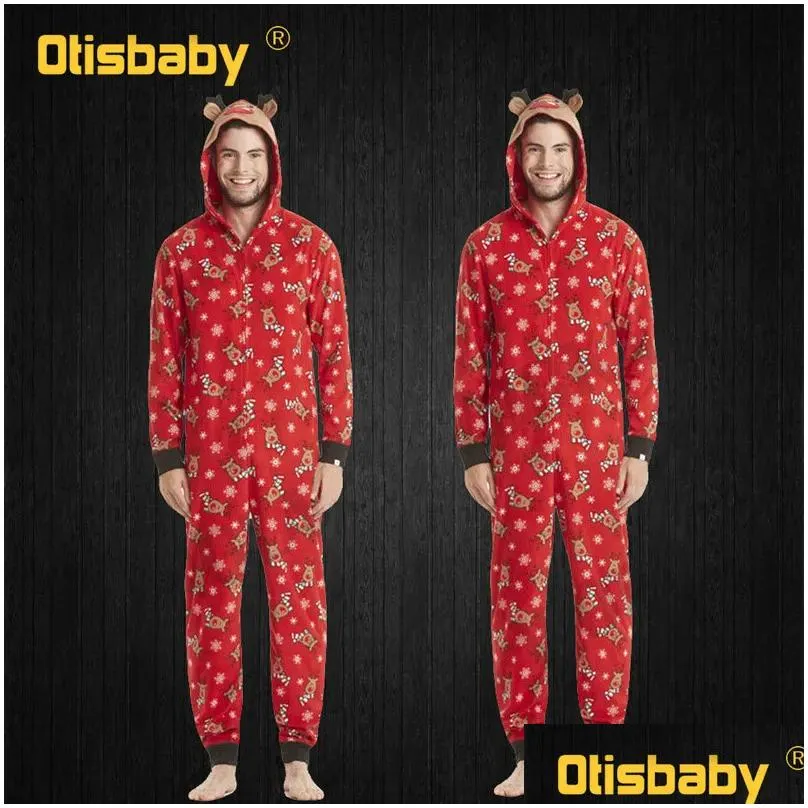 Family Matching Outfits Christmas Jumpsuit Pajamas With Deer Mother Kids Matching Family Outfits New Year Mom Daughter Father Baby Son Dh045