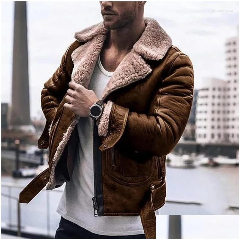 Men`S Jackets Mens Jackets Elegant Streetwear Fashion Autumn Winter Shearling Wool Liner Coat Casual Male Warm Trendy Drop Delivery Ap Dhnbn