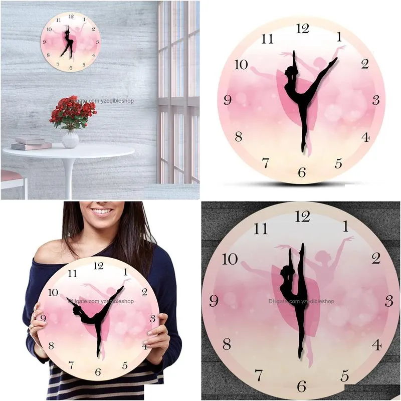 clocks wall clocks ballet dancer with arabic numerals girl bedroom decor princess pink wall clock dancing wall art ballerina moving leg