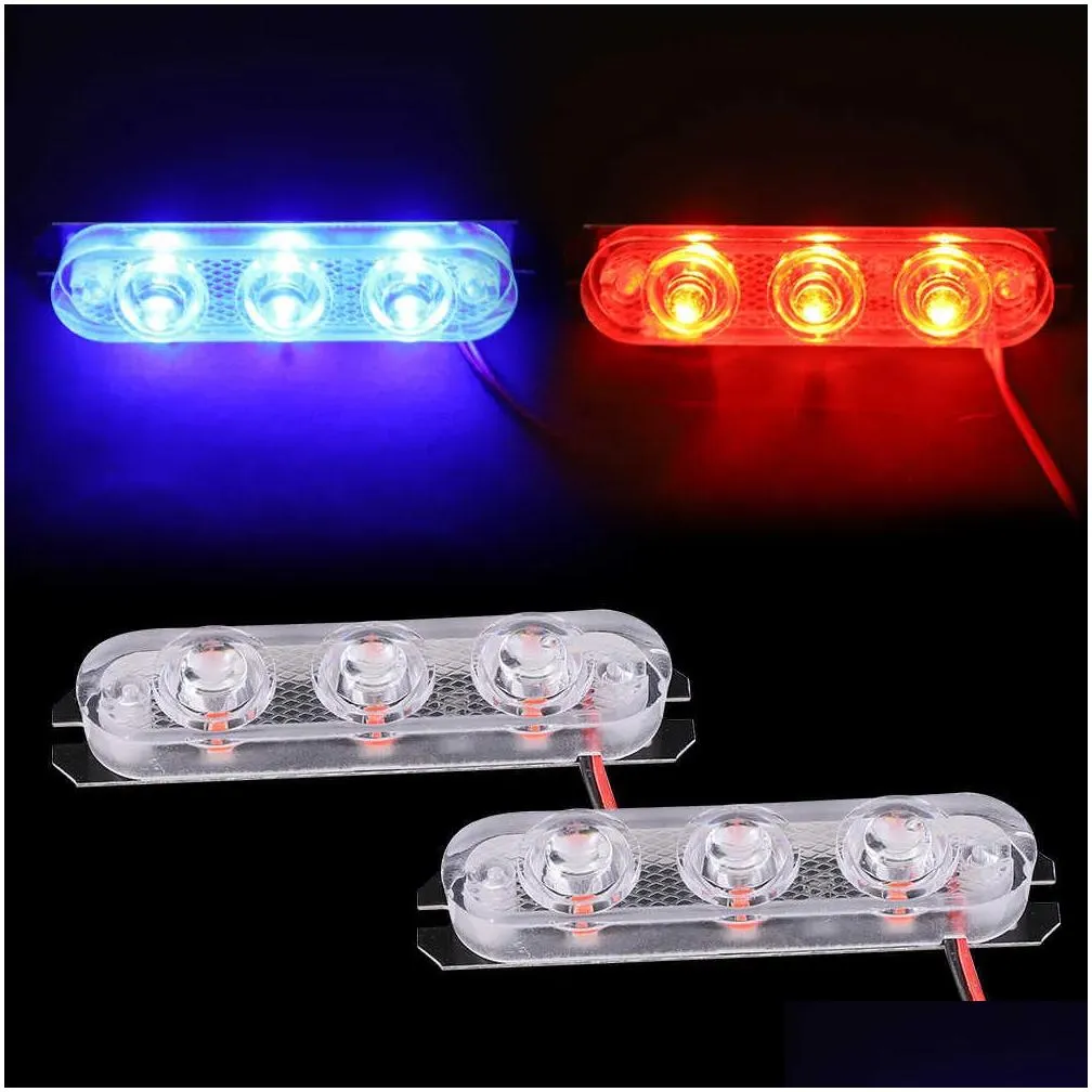 Car Other Auto Electronics New 1 Pair Police Lights Led Strobe Flasher 3 Flash Stroboscopes Light Parking Emergency Warning Signal Dro Dhrl1