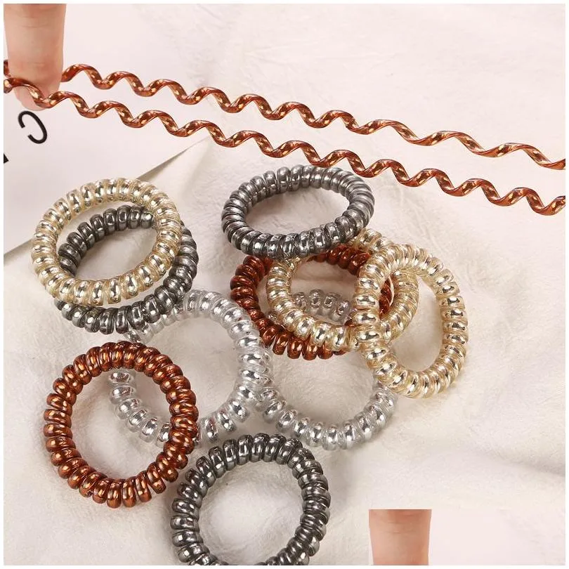 Hair Accessories 4Pcs/Lot 5.5Cm New High Level Telephone Cord Women Elastic Hair Holders Rubber Bands Girls Tie Gum Ponytail Accessori Dh9Om