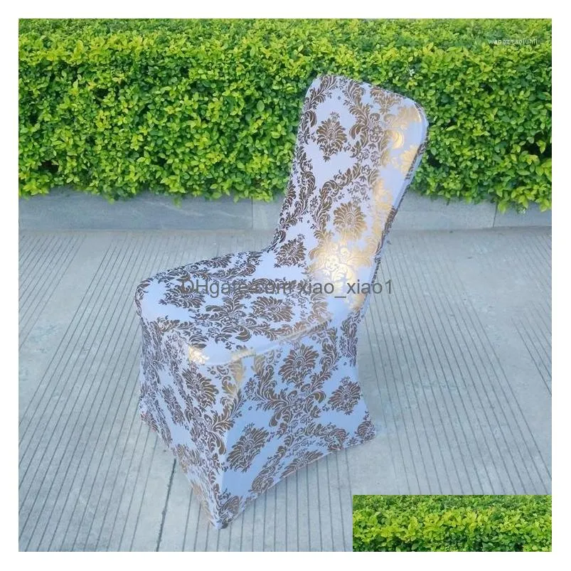 chair covers bronzing gold printed cover stretch spandex wedding universal for restaurant banquet el dining party 1pc