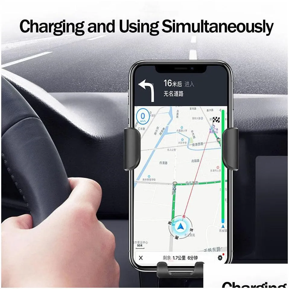 Car  Matic Qi Wireless Car  Mount For Phone Xs Max Xr X 8 10W Fast Charging Holder S10 Drop Delivery Automobiles Motorcy Dhwfi