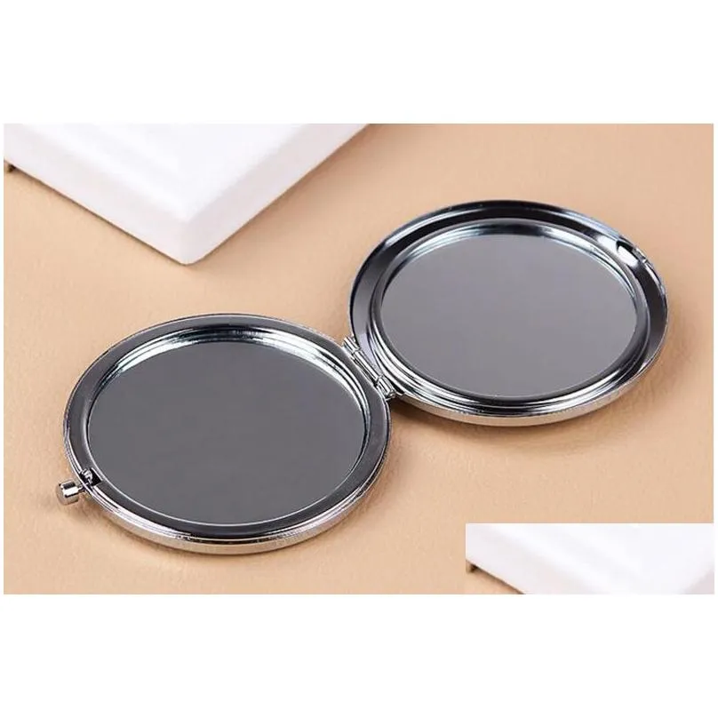 Compact Mirrors 10Pcs Engraved Cosmetic Compact Mirror Crystal Magnifying Make Up Wedding Gift For Guests Drop Drop Delivery Health Be Dhmyp