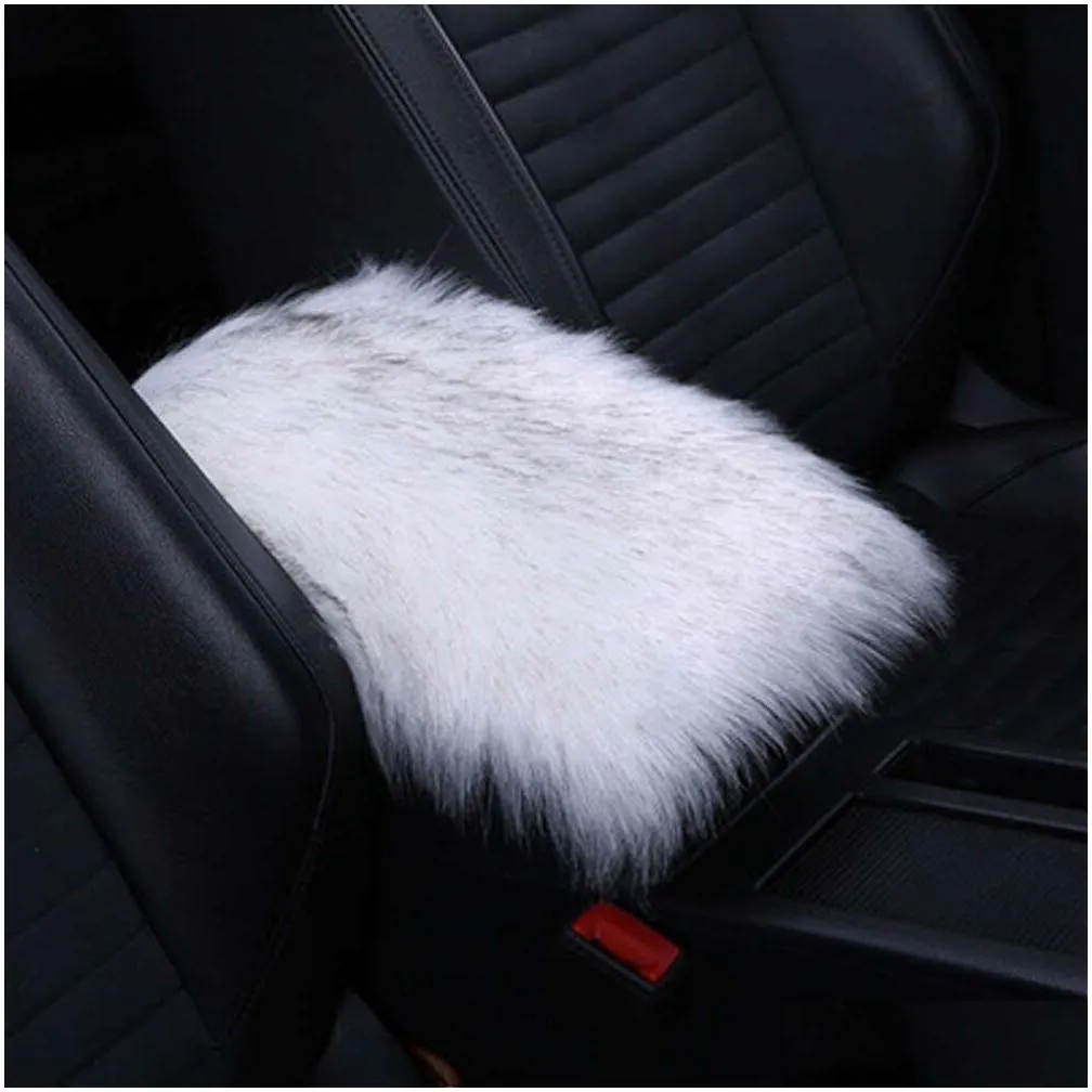 Other Interior Accessories New Center Console Er P Armrest Pads Warm Winter Sheepskin Wool Car Seat Box Pad Cushion Protector Drop Del Dhx5E
