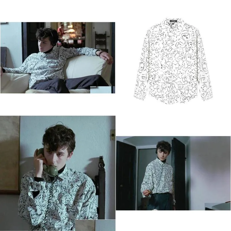 Men`S Casual Shirts Elio Perlman Shirts Movie Call Me By Your Name Blouse Cmbyn Timothee Chalamet Same Long Sleeve Shirt Costumes Cos Dhgfv