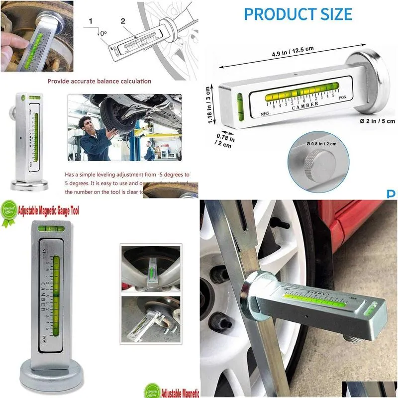 Sheet Metal Fabrication New Magnetic Gauge Tool Car Truck Camber Castor Strut Wheel Alignment Spirit Level Magnet Positioning Repair D Dhvqj