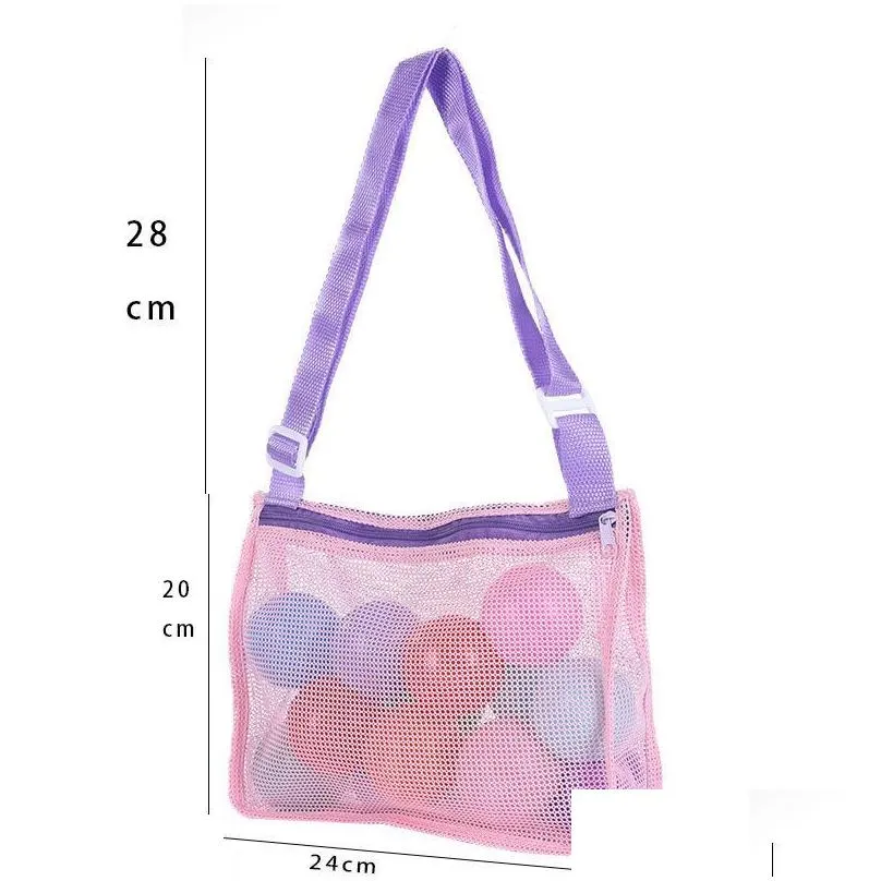 Storage Bags Beach Toy Mesh Bag Kids Shell Storage Seashell Pool Sand Toys Swimming Accessories For Boys Drop Delivery Home Garden Hou Dhwxw