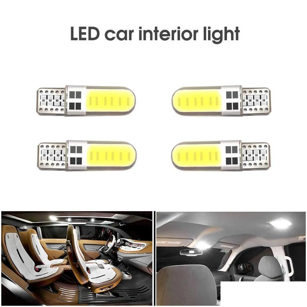 Decorative Lights New 10 Pcs Car Clearance Lights T10 Cob 4 6 12 Smd Led Interior Bbs Canbus White 5730 12V Side Wedge Lamp Bb Drop De Dhown