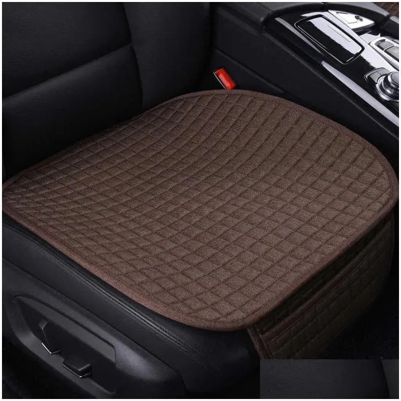 Seat Cushions New Skidproof Car Seat Er Front Backrest Flax Protector Cushion Protect Anti-Slip Pad At Accessories 5 Colors Drop Deliv Dhwqd