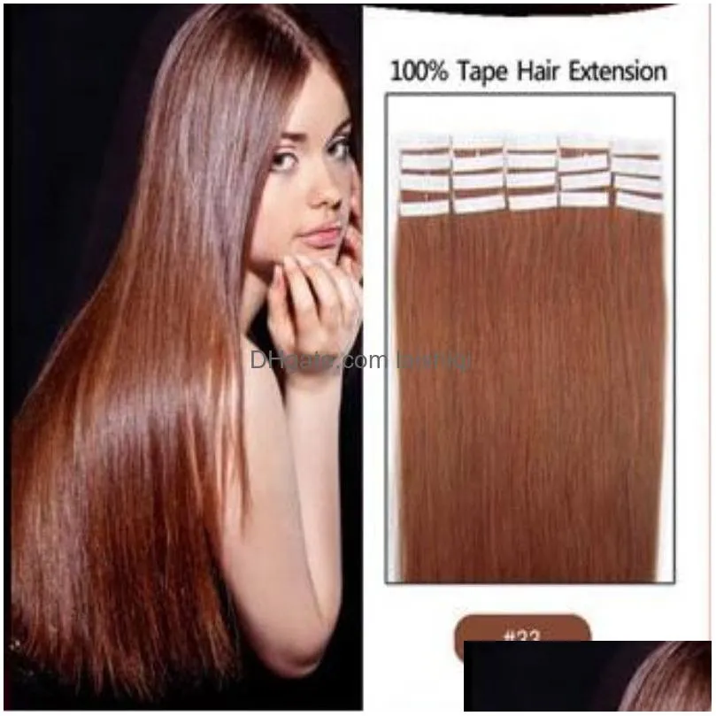 top quality 50g 20pcs 25pcs glue skin weft pu tape in human hair extensions 18 20 22 24inch brazilian indian hair extension3692358