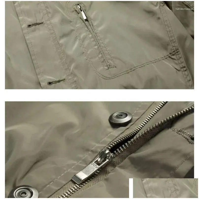 Men`S Trench Coats Mens Trench Coats Bomber Coat Men Business Jacket Long Sleeve Military Zipper Slim Autumn Korean Casual Drop Delive Dhi0B