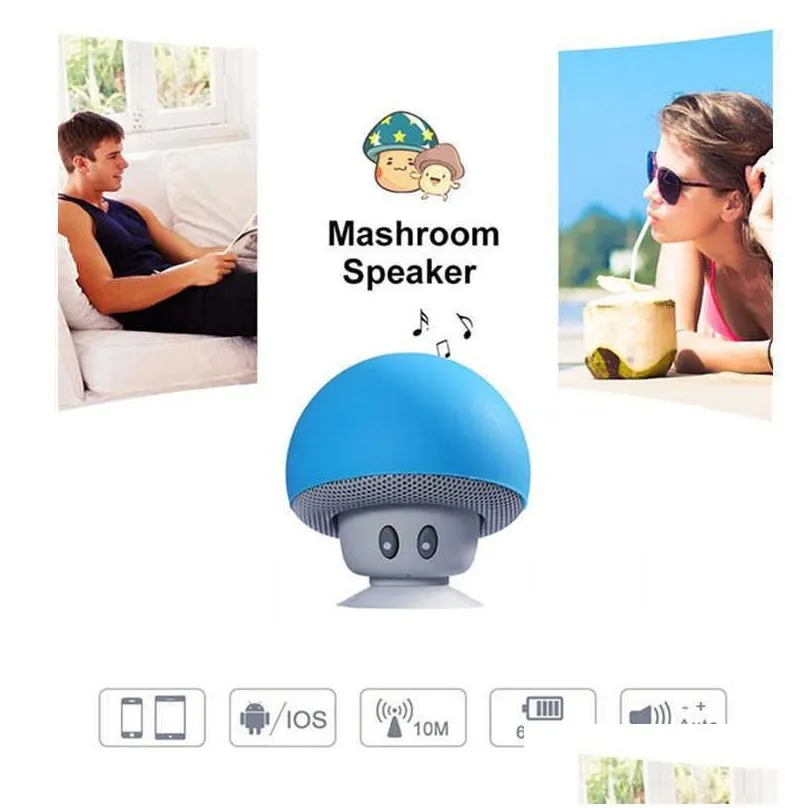 Car Other Auto Electronics New Wireless Mushroom Bluetooth Speaker Sucker Cup O Receiver Music Stereo Subwoofer Mp3 Player Holder Drop Dhyzl