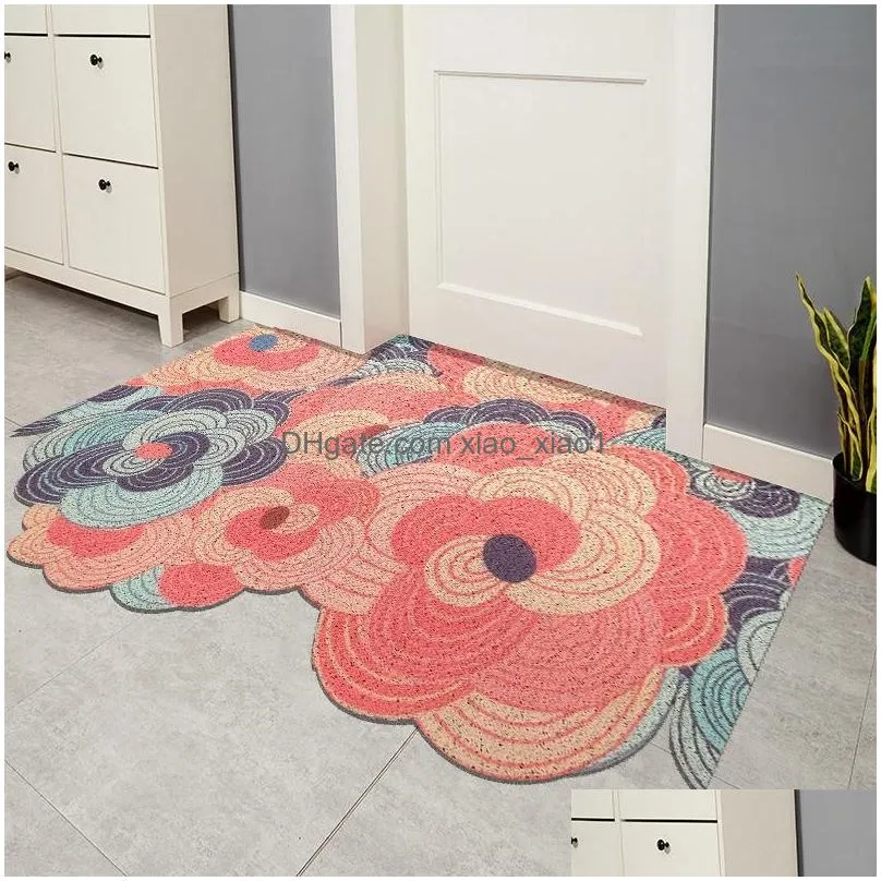 carpets japanese style floor mat entrance door silk circle carpet can be cut non-slip pvc family living room decoration