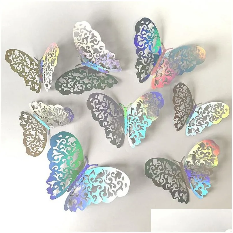 Wall Stickers 3D Effect Crystal Butterflies Wall Sticker Beautif Butterfly For Kids Room Decal Home Decoration Drop Delivery Home Gard Dhyvn