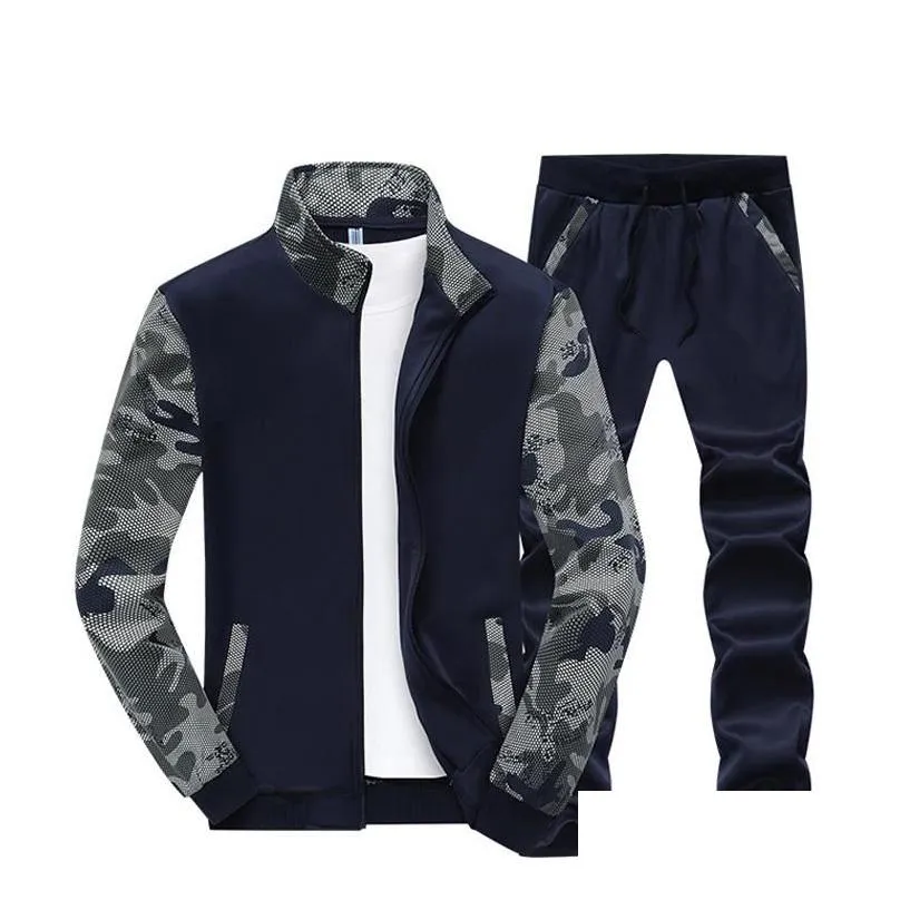 Men`S Tracksuits Spring Camouflage Tracksuit Mens Set Sportswear 2 Piece Sporting Suit Jacketaddpant Plus Size 4Xl Men Clothes Drop D Dhpxd