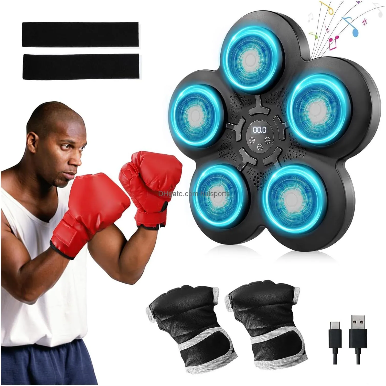 music boxing machine smart music boxing machine wall mounted with 9-level speed adjustment one punch boxing machine with led light boxing game with bluetooth