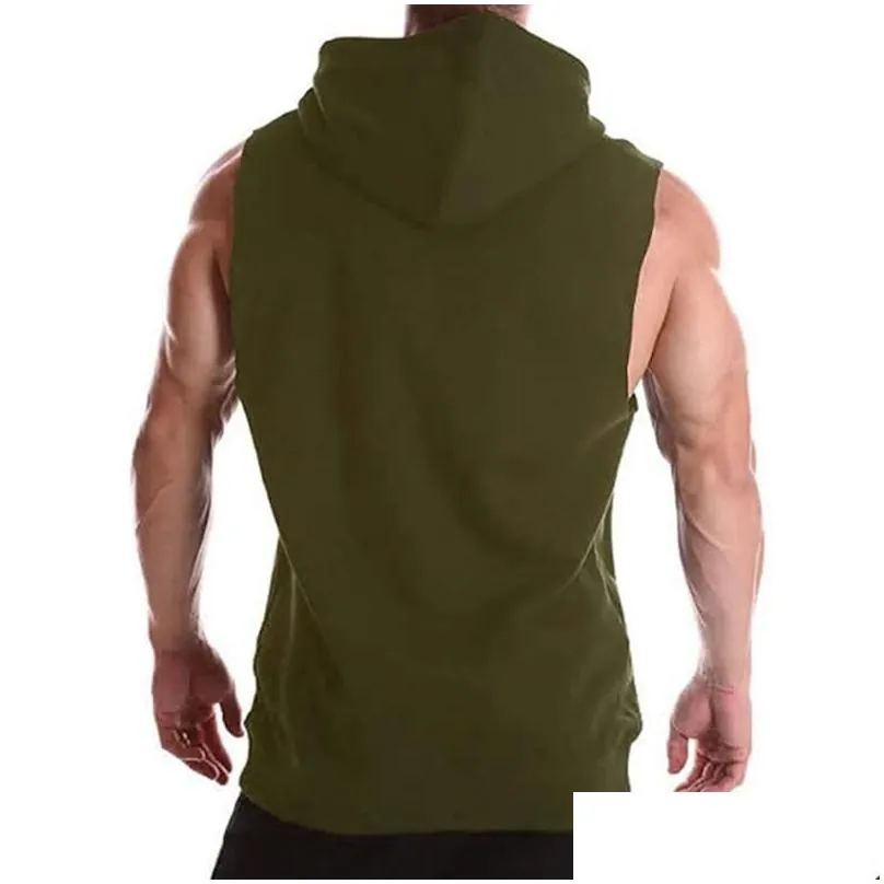 Men`S Tank Tops Fahsion Hooded Top Men Sleeveless Summer Sports Casual Male Clothing Cotton Mens Streetwear Ropa Drop Delivery Appare Dhnqv