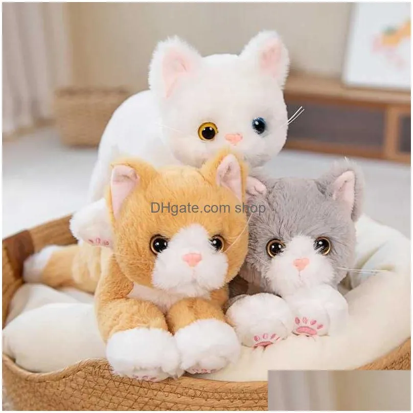 Stuffed & Plush Animals Stuffed P Animals Kinds Lifelike Cat Toy Soft Kittens Cute Animal Doll For Girls Boys Kids Pies Christmas Birt Dhbsc