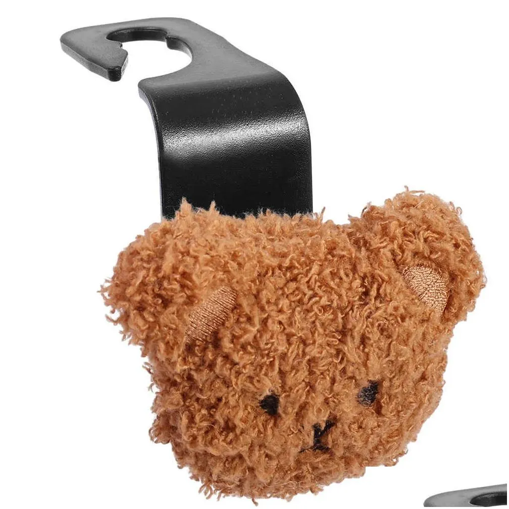 Other Interior Accessories New Cartoon Bear Hook Car Seat Headrest Storage Holder Interior Decoration Cute Hooks Back Hanger Accessori Dhlix