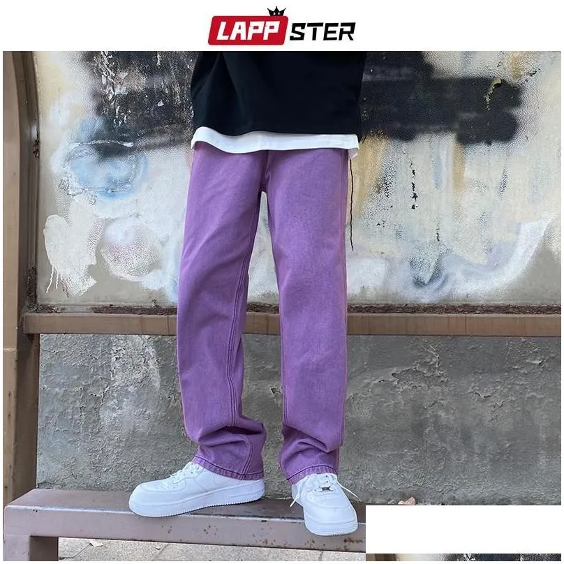 Men`S Jeans Men Purple Vintage Baggy Jean Mens Low Rise Denim Y2K Trousers Male Wide Leg Straight Streetwear Jeans Plus Size Drop Del Dhkg3