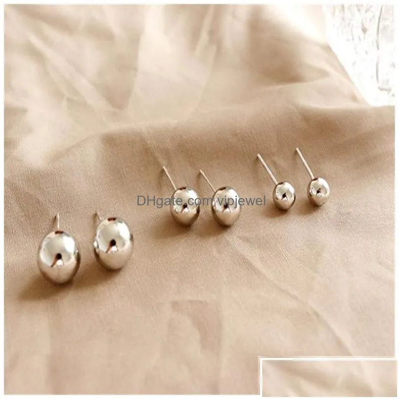 charms simple 925 sterling sier round ball stud earrings for women ear piercing jewelry studs earings brincos fine drop delivery f