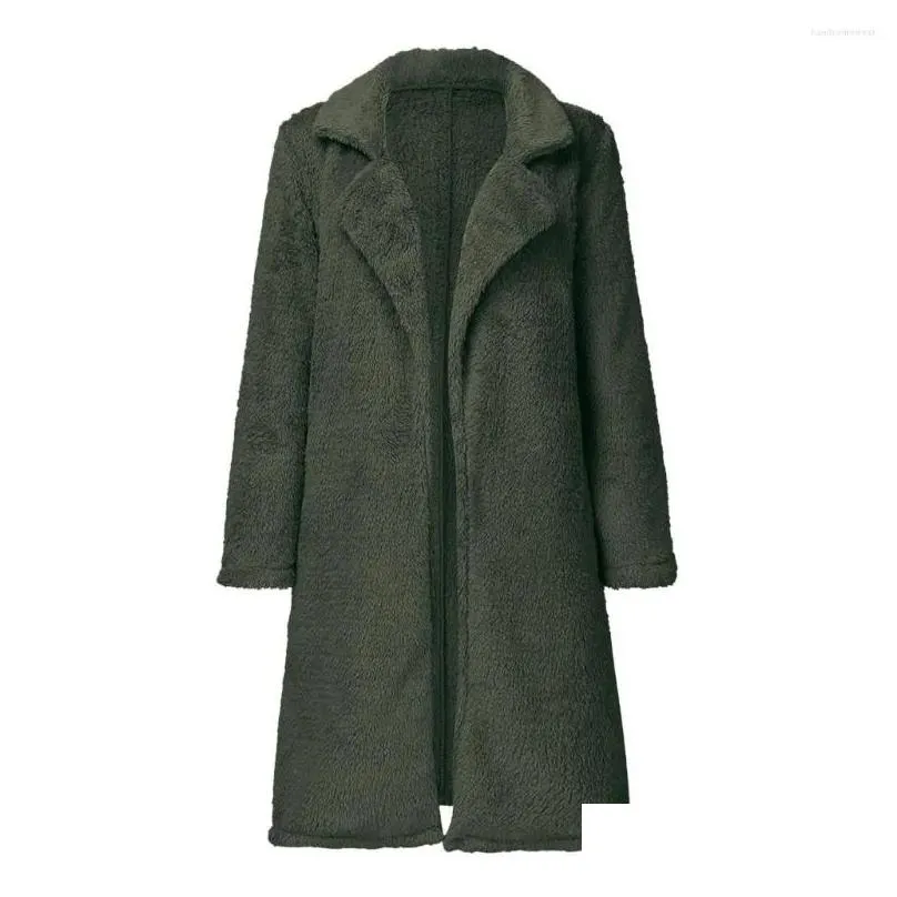 Women`S Jackets Plus Size Fluffy Fleece Jacket Faux Fur Coat Hooded Black Cardigan Winter Warm Teddy Bear Female P Overcoat Drop Deliv Dhity
