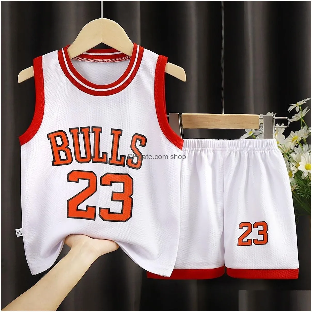 Clothing Sets Kids Summer Quickdrying Basketball Sportswear Short Sleeve Tshirtsvestshort Pants 2Pcs Suits 412 Years Boys Girls Cloth Dhujc