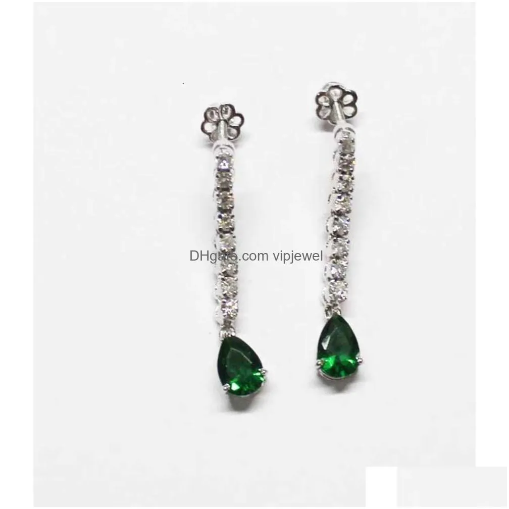 most selling 14k gold 7.11 ctw diamond 14k white gold emerald necklace set for anniversary and engagement