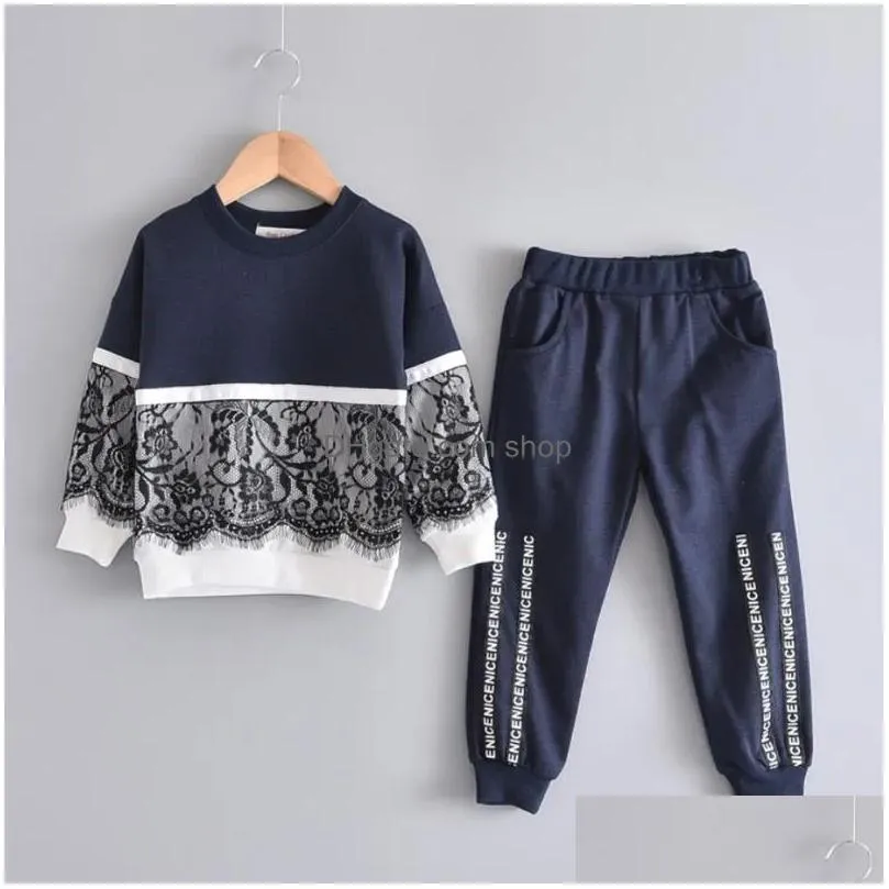 Clothing Sets Girl Spring Outwear Children Baby Casual Sports Toddler Tracksuit 2Pcs Little Girls Jogging Suits Kid Sweatshirt 2-9 Yr Dh1Kw