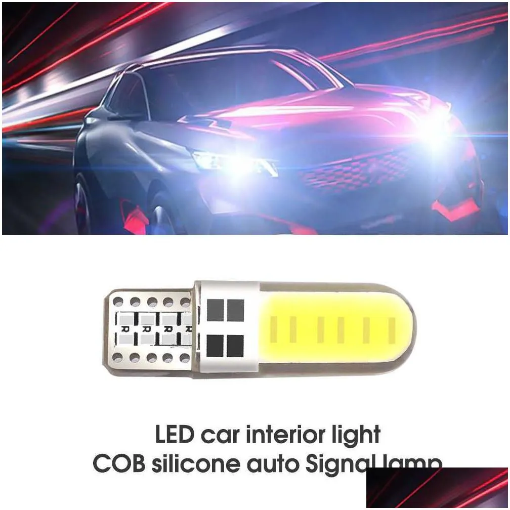 Decorative Lights New 10 Pcs Car Clearance Lights T10 Cob 4 6 12 Smd Led Interior Bbs Canbus White 5730 12V Side Wedge Lamp Bb Drop De Dhown