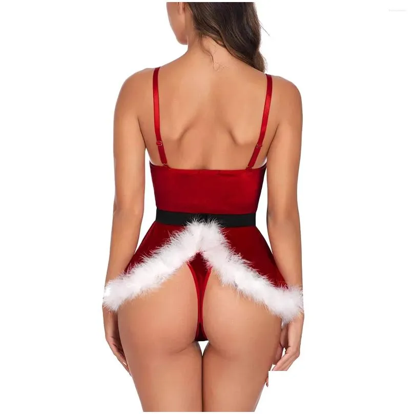 Bras Sets Christmas Y Lingerie Sleepwear Fashion Women Nightie Gown Babydoll Garter Two Piece Underwear Erotic Nightwear Drop Deliver Dhjq4