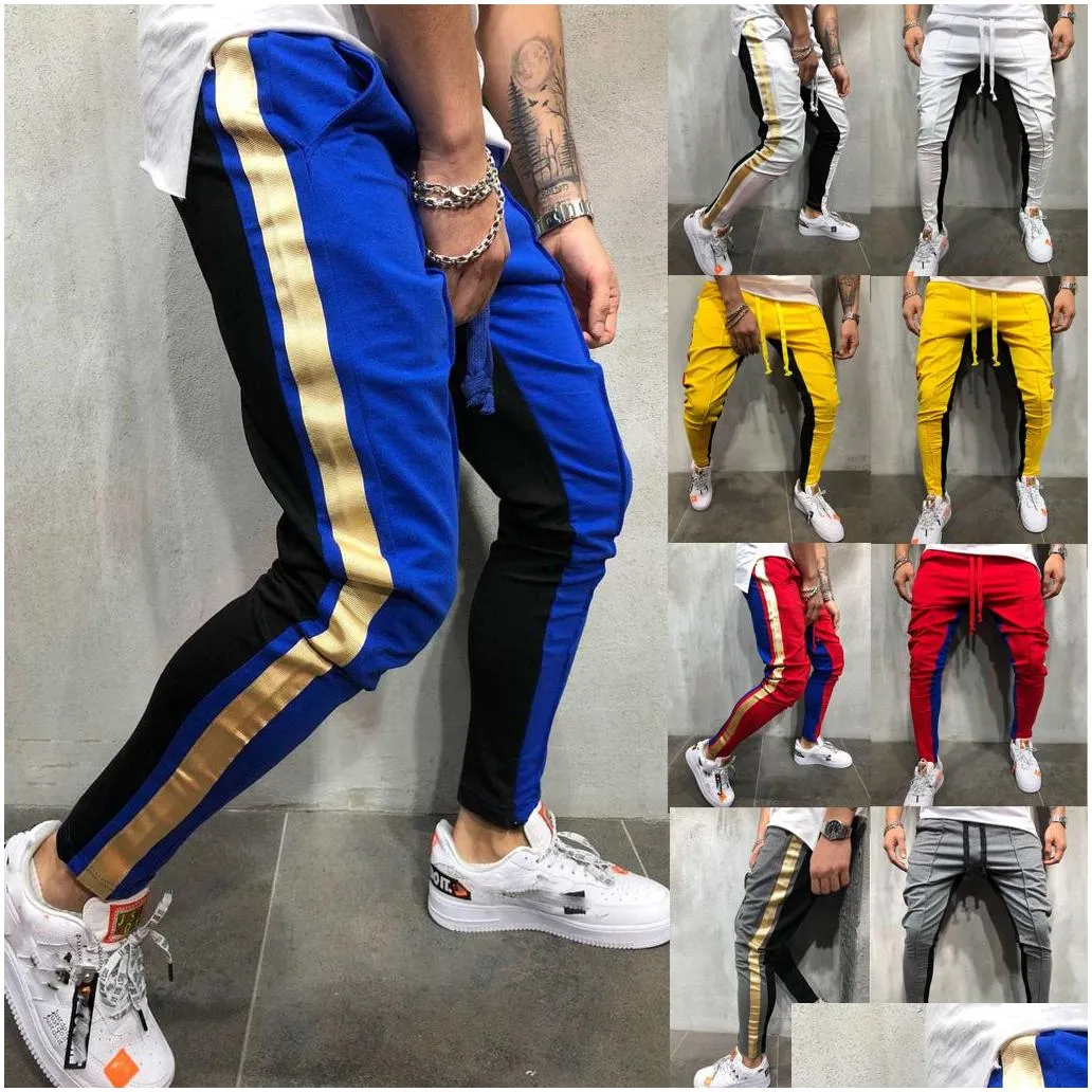 Men`S Pants Autumn Men Slim Fit Long Sweat Pants Trousers Tracksuit Bot Stiped Skinny Joggers M - 2Xl Drop Delivery Apparel Men`S Clo Dhbkg