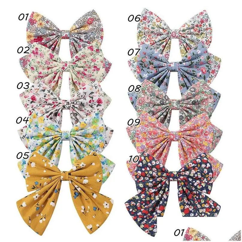 Hair Accessories New Children Cute Bow Ribbon Hairpin Hair Clip Kids Floral Barrettes Baby Girls Decoration Accessories Drop Delivery Dh0Uh