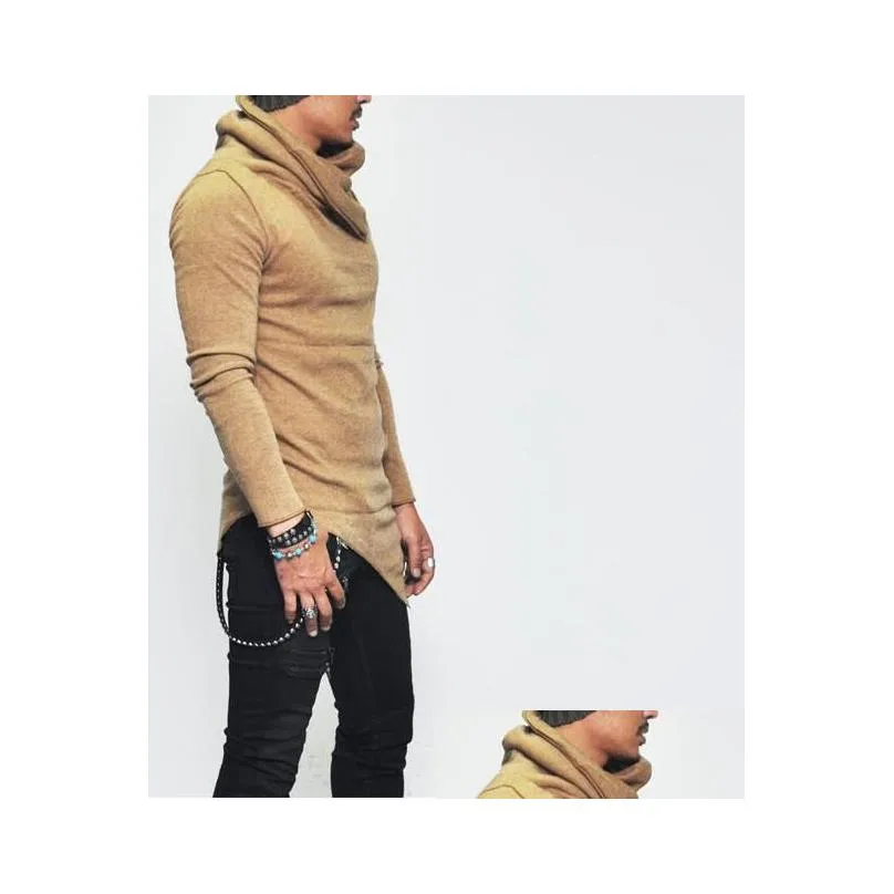Men`S Sweaters Mens High-Necked Sweaters Irregar Design Top Male Solid Color Casual Sweater Plover Drop Delivery Apparel Men`S Clothi Dhang