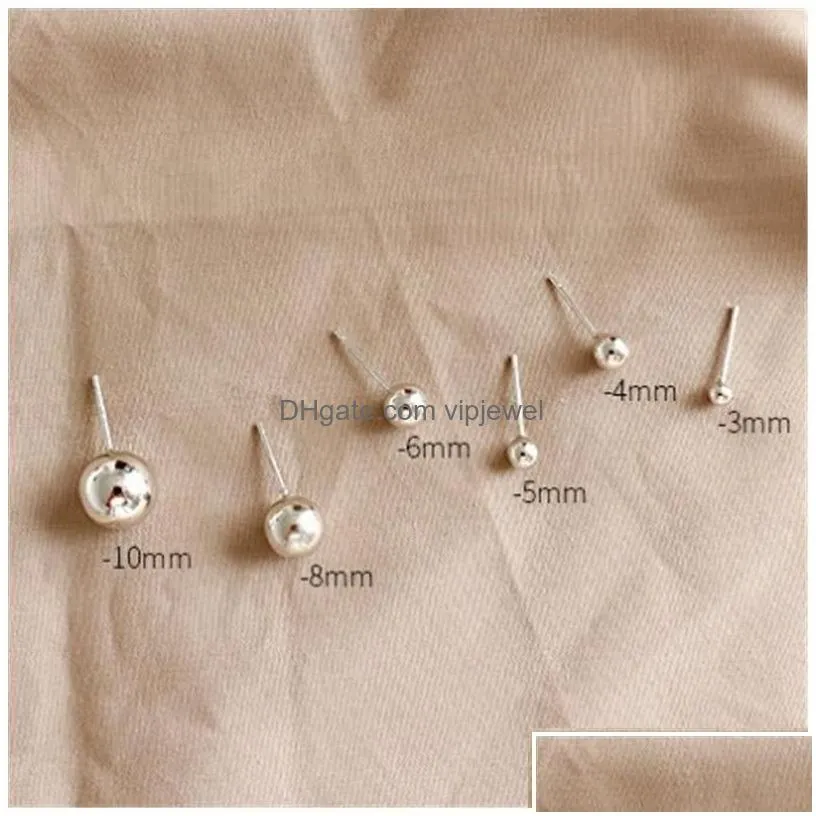 charms simple 925 sterling sier round ball stud earrings for women ear piercing jewelry studs earings brincos fine drop delivery f