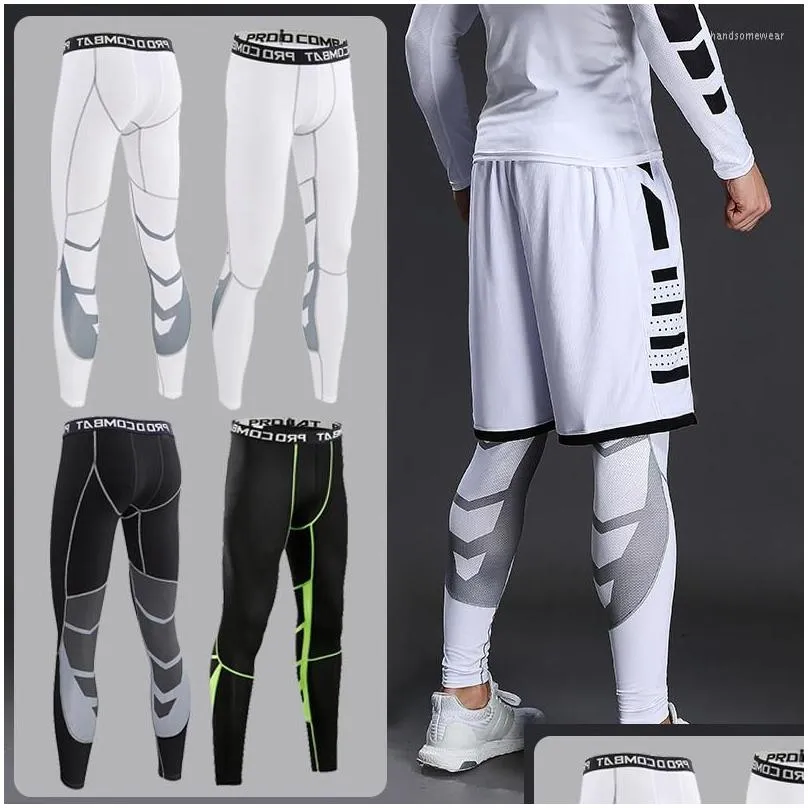 Men`S Pants Men Compression Tight Leggings Running Sports Male Gym Fitness Jogging Pants Quick Dry Trousers Workout Training Wear Exe Dhgjt