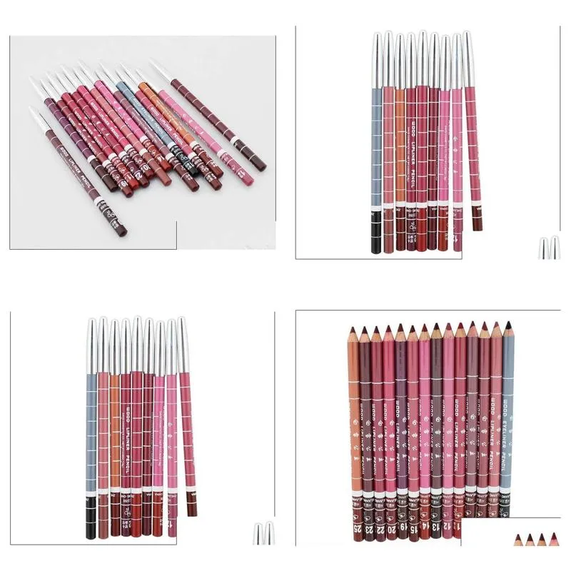 Lip Pencils 100% Safe 12Pcs/Lot Lip Pencil Kit 12 Colors Waterproof New Long-Lasting Pen Drop Delivery Health Beauty Makeup Lips Dhd9E